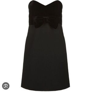 maje Ressy Black Velvet Bow Strapless Dress